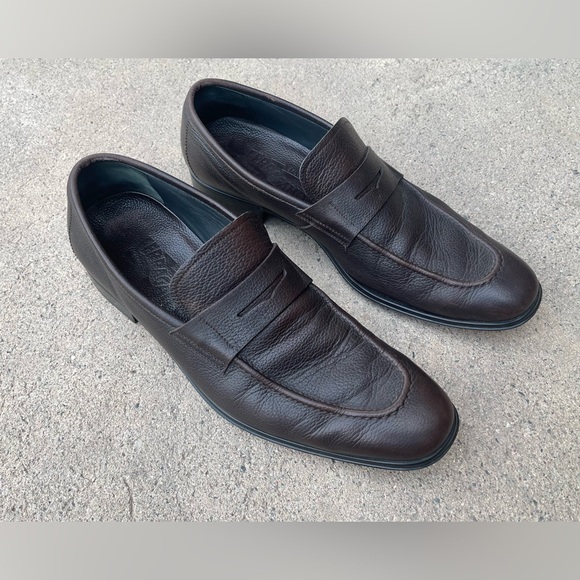 Salvatore Ferragamo Horsebit Accent Leather Brown Loafers Size EU 7 - Picture 1 of 7